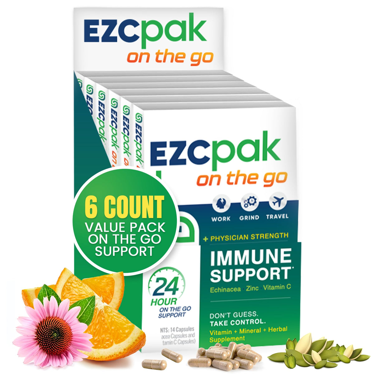 EZC Pak On The Go Immune System Booster with Echinacea