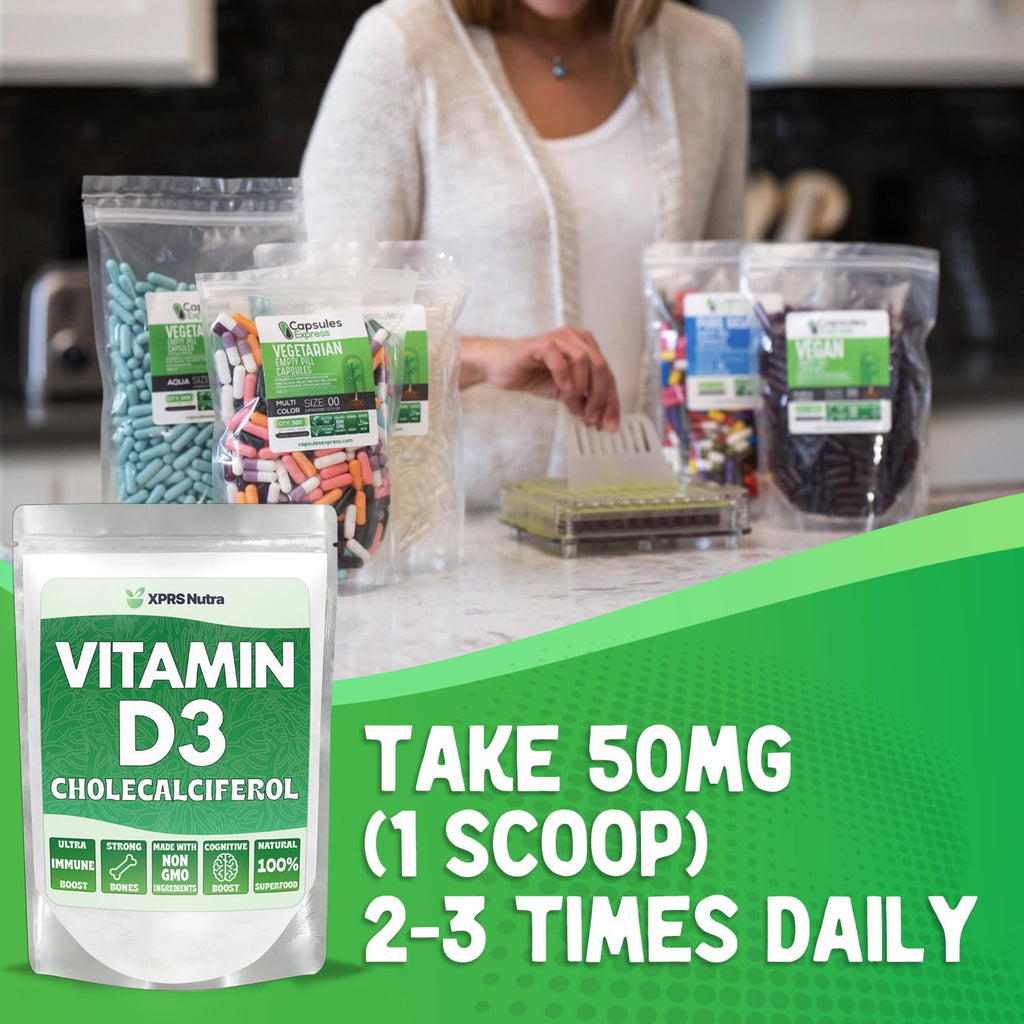 XPRS Nutra Vitamin D3 Powder (Cholecalciferol) - Unflavored VIT D