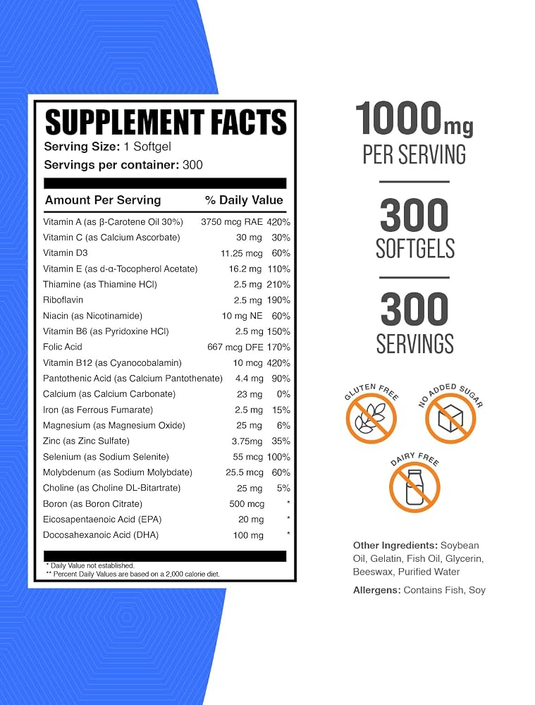 BulkSupplements Multivitamin for Women 50 Plus - 300 Softgels - image 2