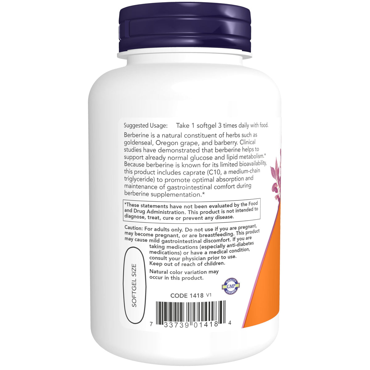 NOW Berberine Glucose Support with MCT Oil - 90 Softgels - image 3