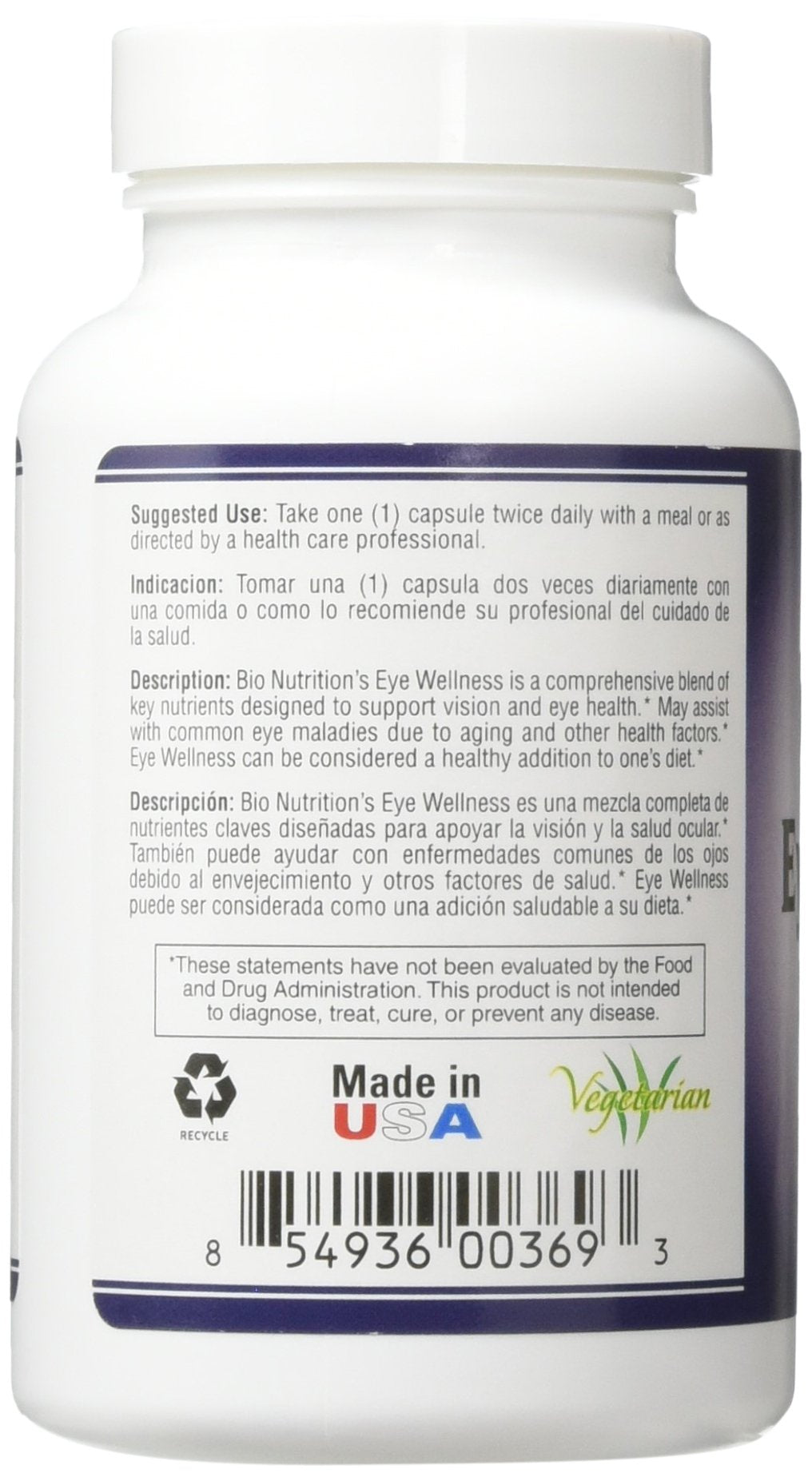 Bio Nutrition Eye Wellness with Zeaxanthin - 60 Vegetarian Capsules - image 2
