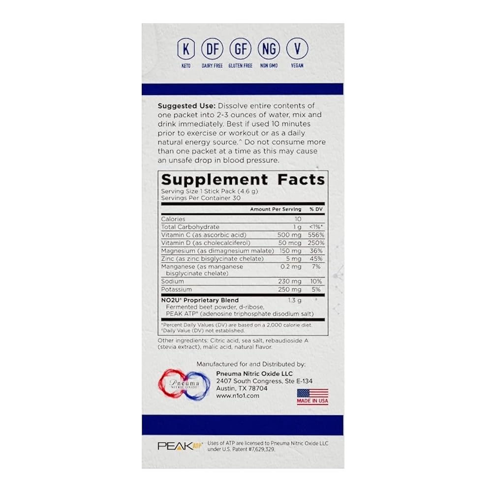 N1O1 N.O. Beetz Nitric Oxide Powder, Mixed Berry - 30 Sachets - image 2