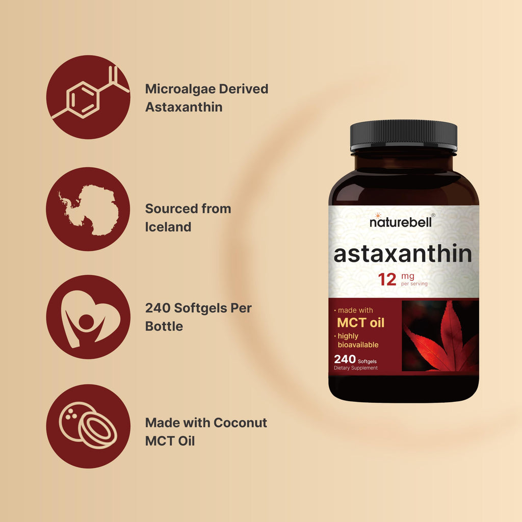 NatureBell Maximum Strength Astaxanthin 12mg - 240 Softgels - image 3