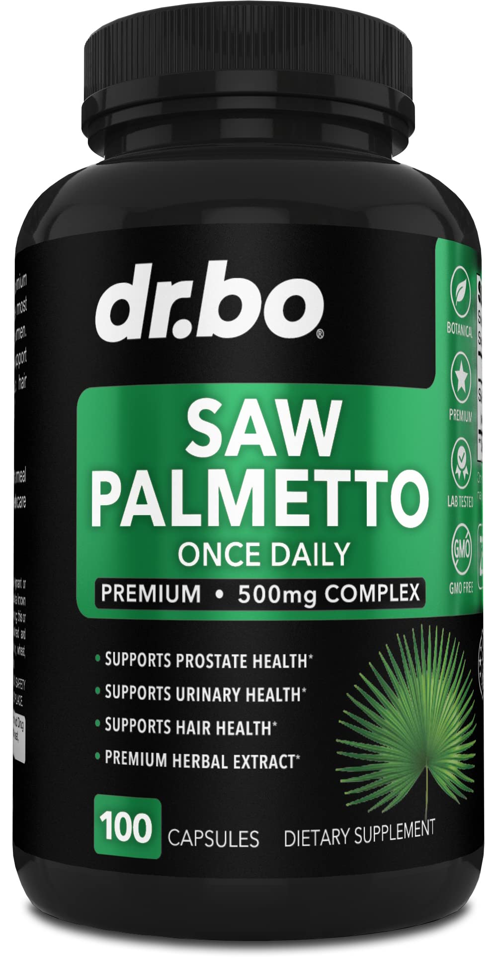 DR. BO Saw Palmetto Prostate Health Hair Growth Supplement - 100 Capsules