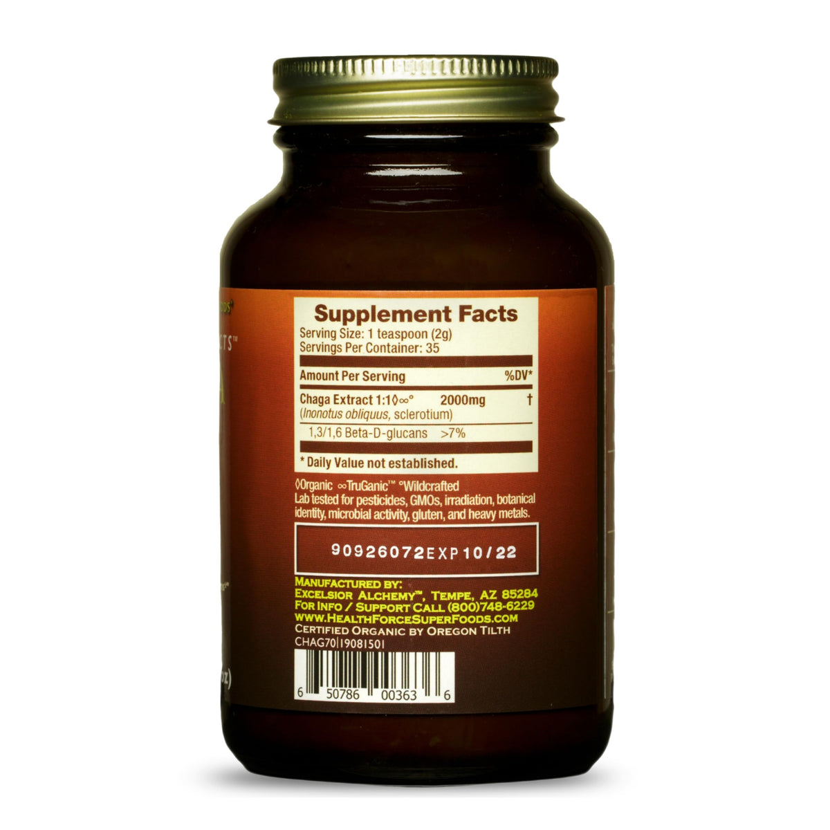 HEALTHFORCE SUPERFOODS Integrity Extracts Chaga Powder - 70 Grams - image 2
