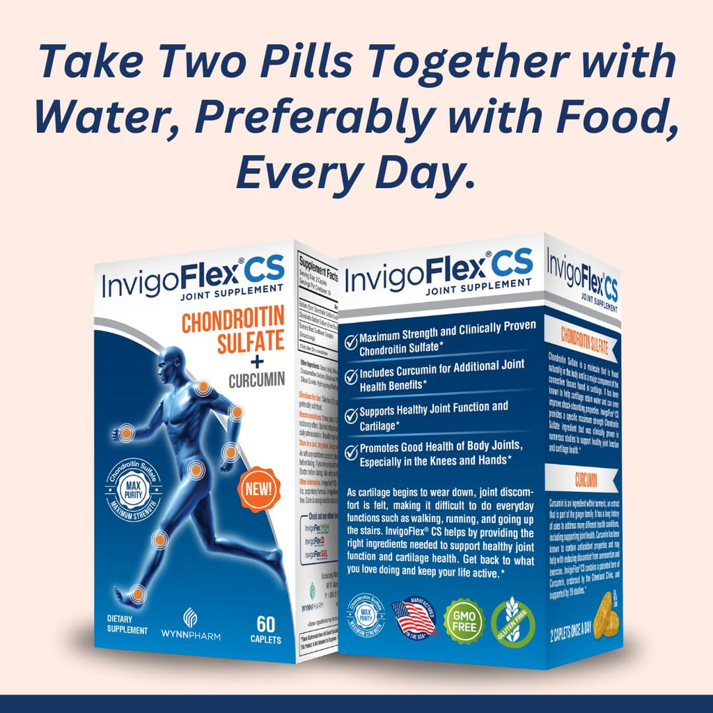 INVIGOFLEX Chondroitin Sulfate with Turmeric Curcumin Non GMO for Knee