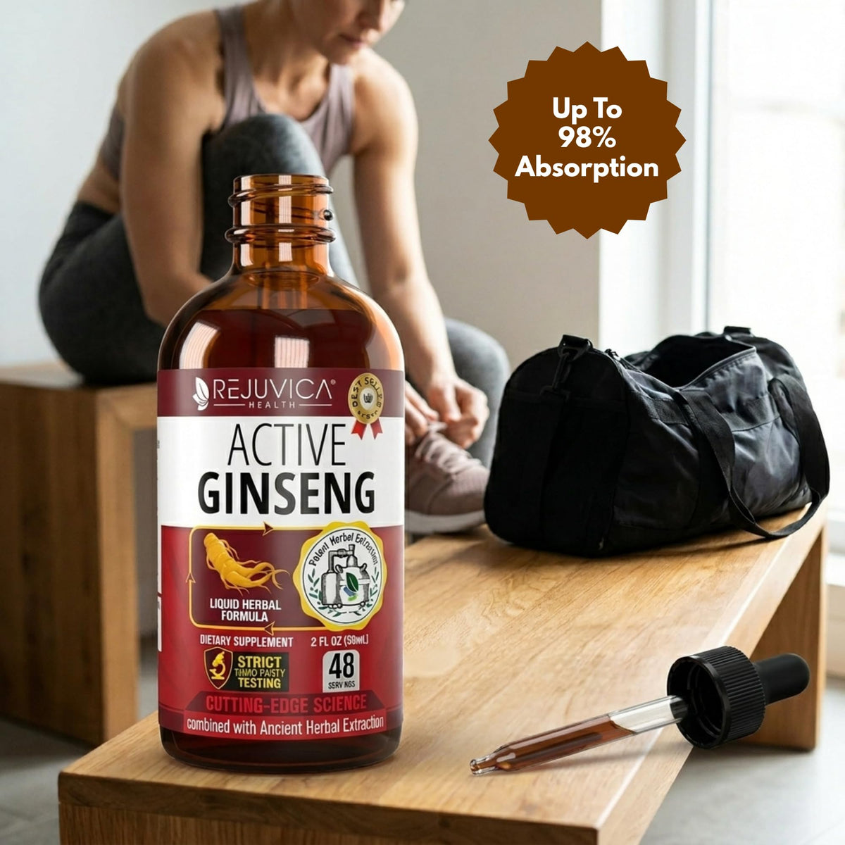 Rejuvica Health Active Ginseng Korean Red Panax Ginseng with Natural
