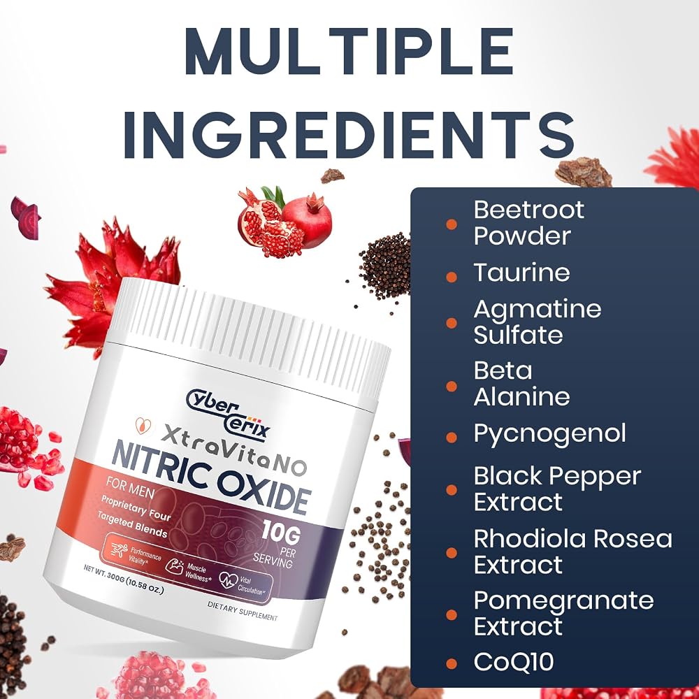 CyberCerix Nitric Oxide Booster Powder for Men - 30 Servings - image 3
