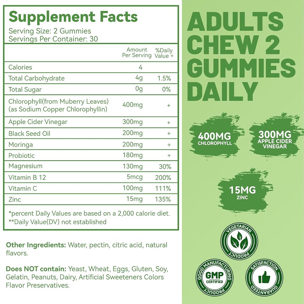 EAZGOO Chlorophyll Gummies for Body Odor - 60 Count - image 3