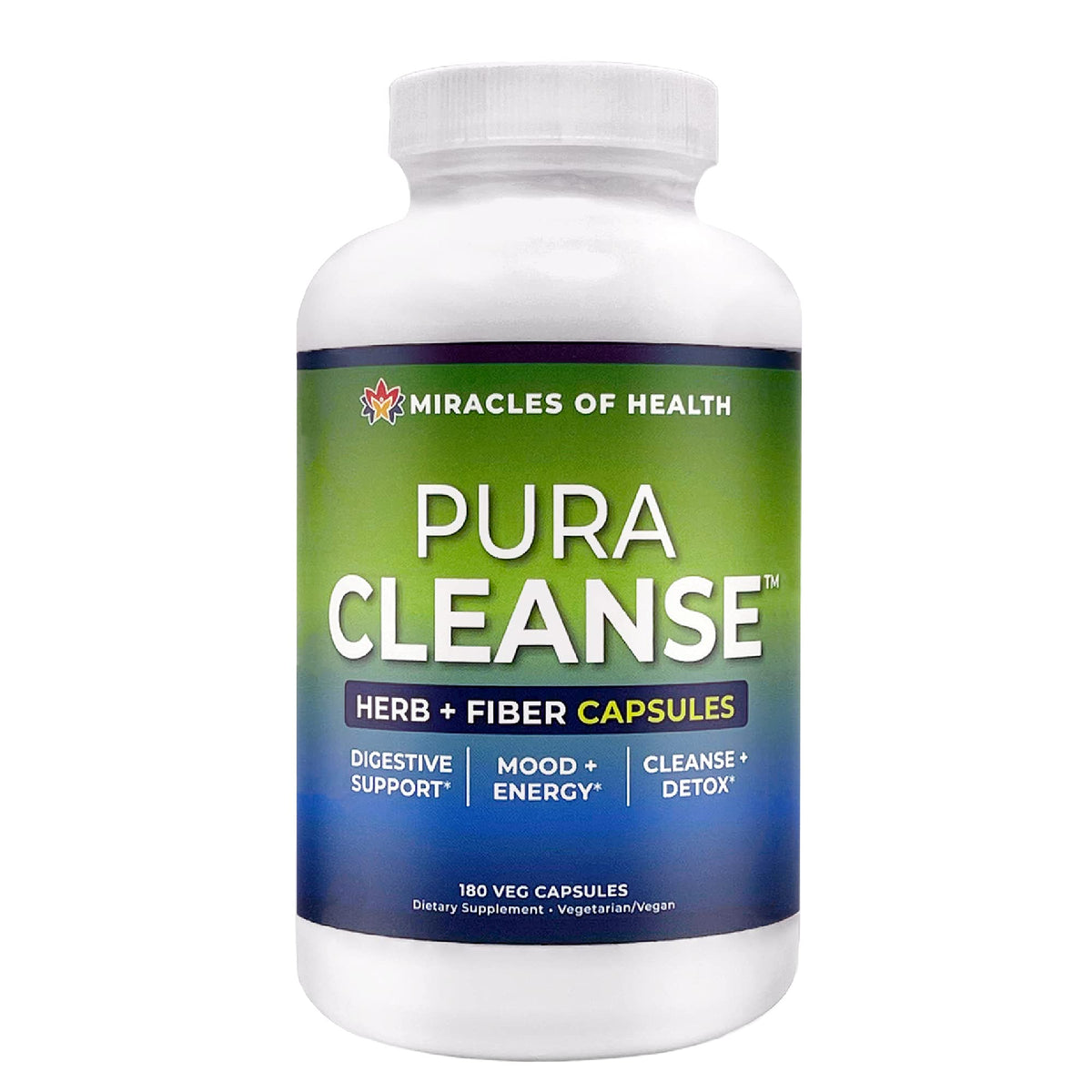 Miracles of Health Pura Cleanse Fiber Capsules - 180 Count