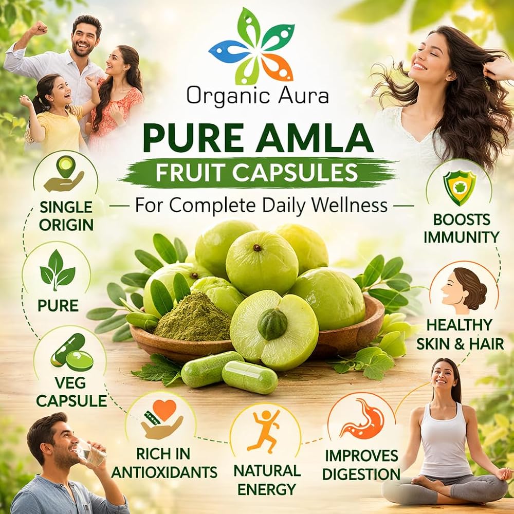 Organic Aura International Amla Capsules 1000mg - 120 Vegetarian Capsules - image 6
