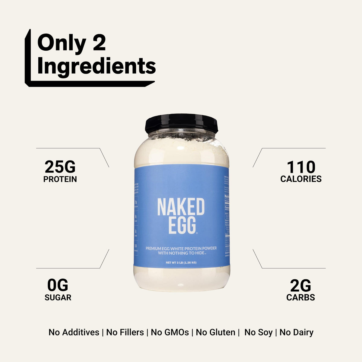 NAKED Egg White Protein Powder Unflavored - 3 Pounds - image 3