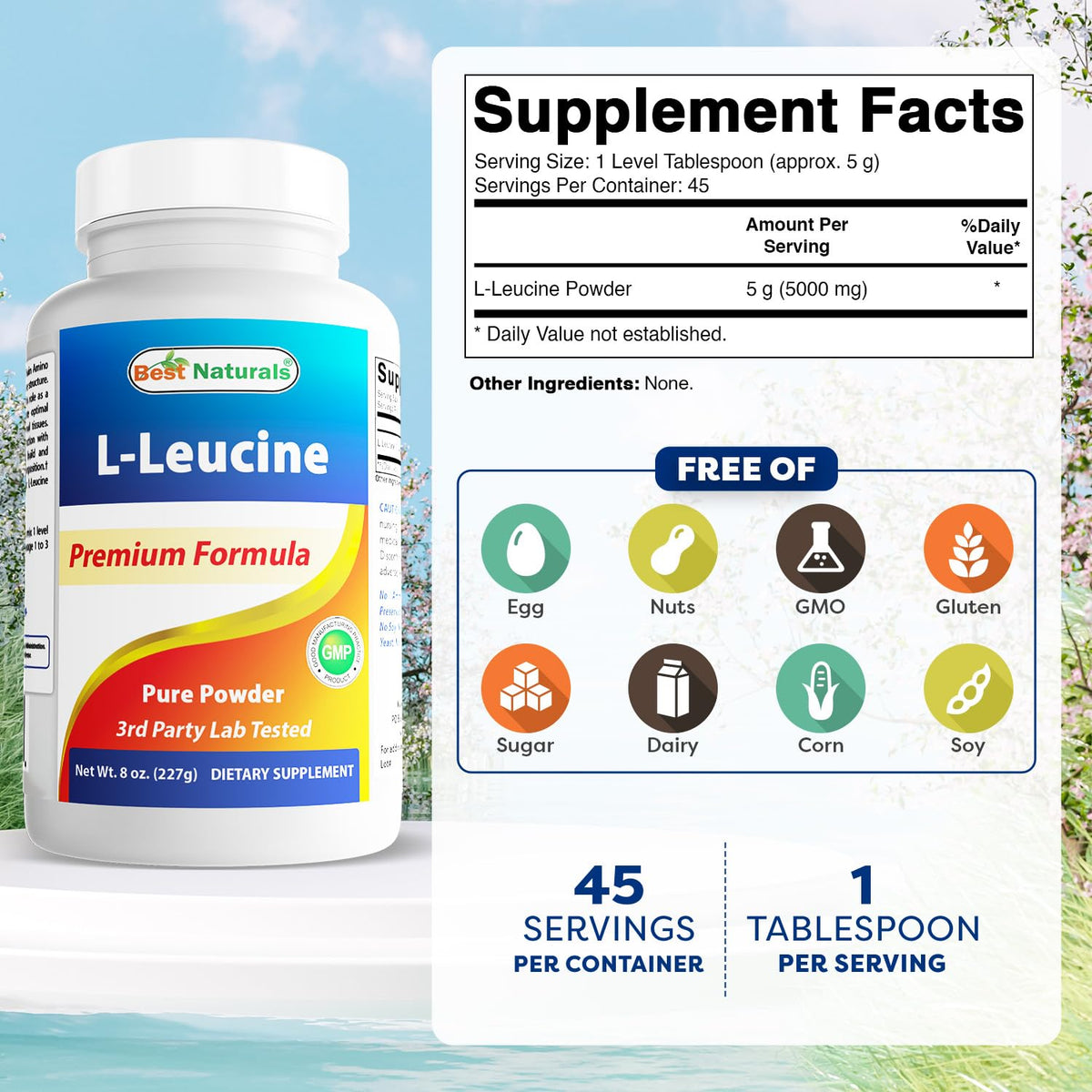 Best Naturals L-Leucine Pure Powder - 8 oz - image 2