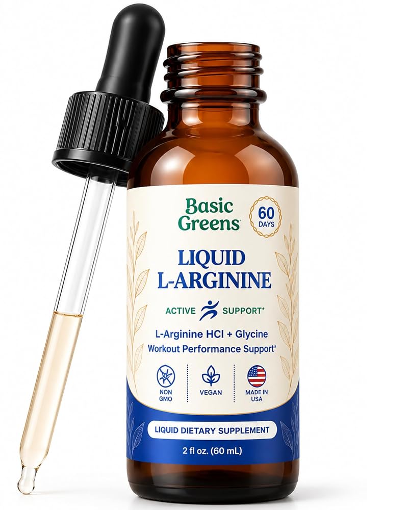 BASIC GREENS L Arginine 3000mg Nitric Oxide Supplement Vegan Capsules