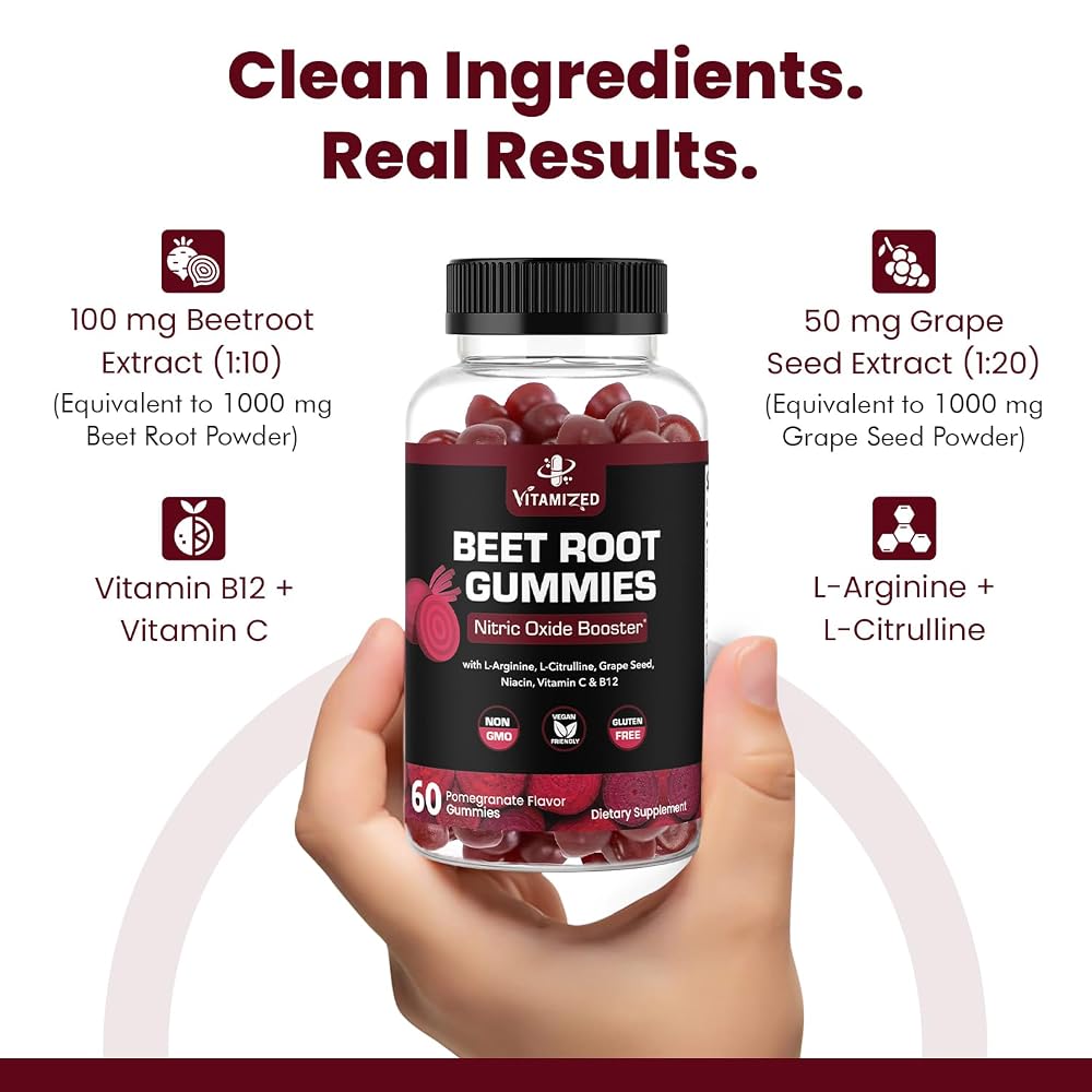 VITAMIZED Beet Root Gummies with Grape Seed Extract - 60 Count - image 5