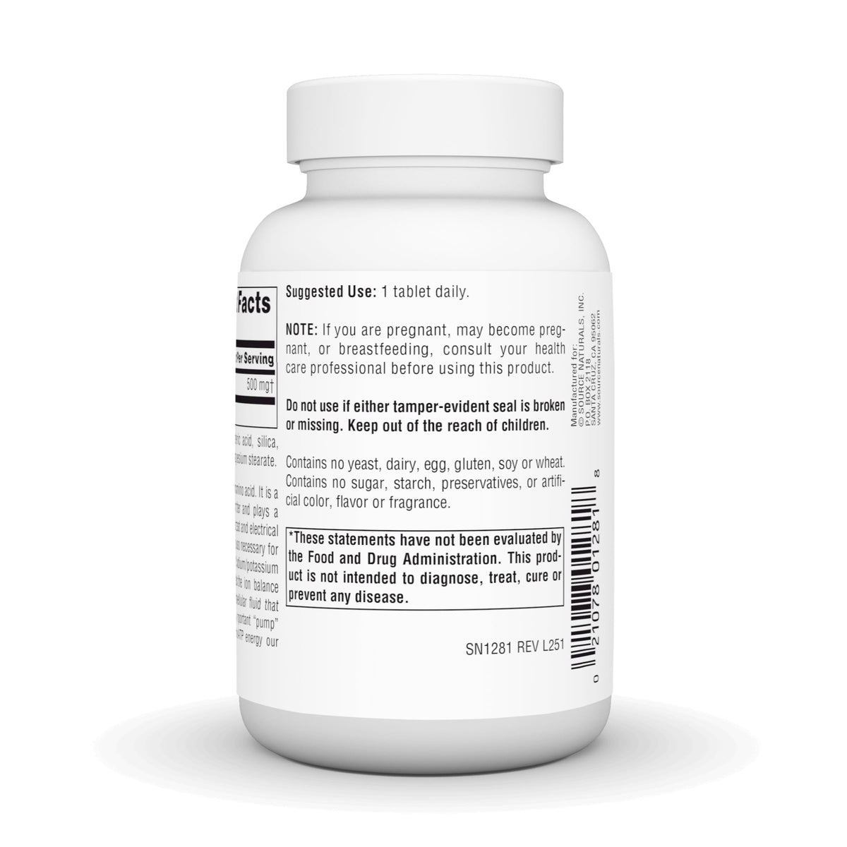 Source Naturals Taurine 500 mg - 120 Tablets - image 4