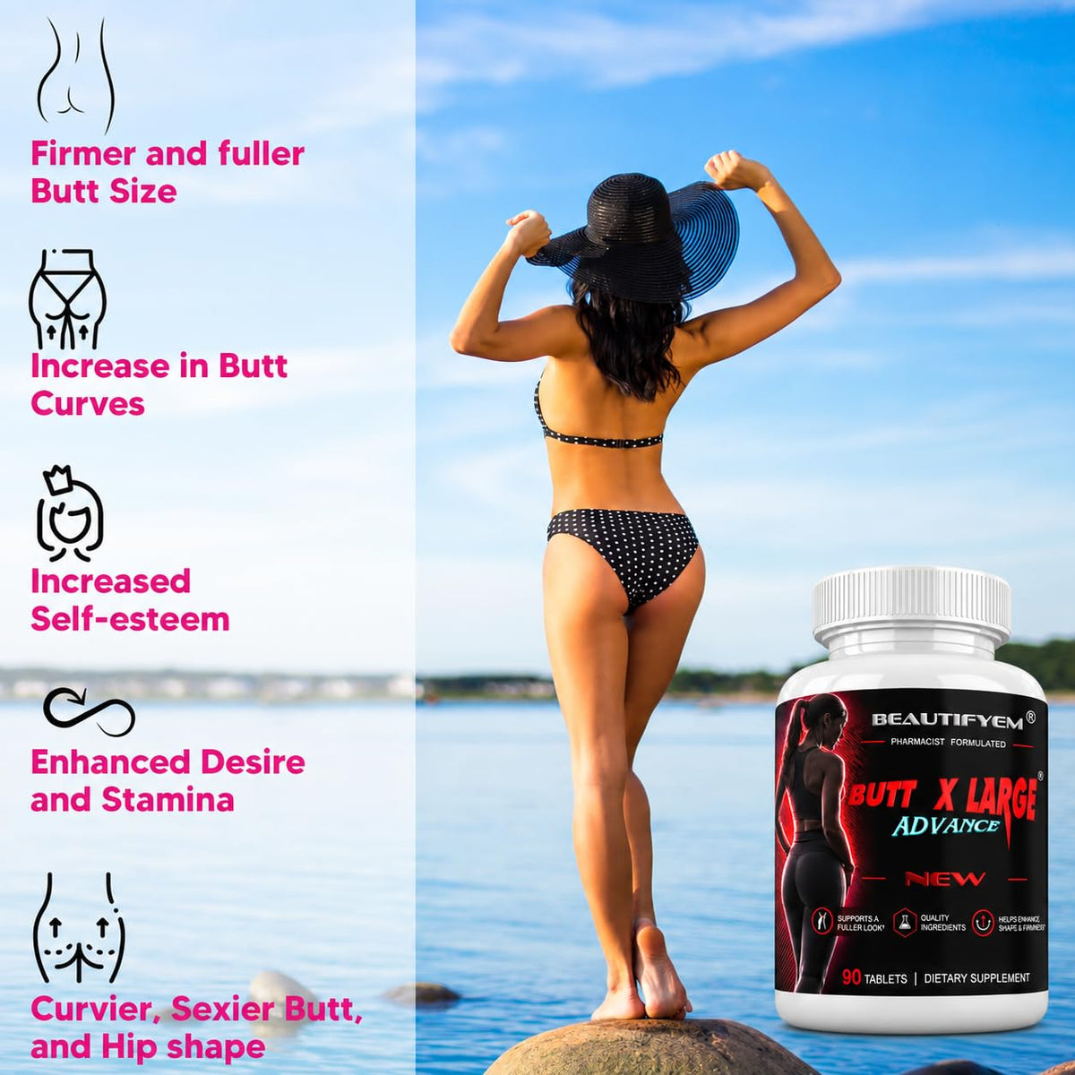 BEAUTIFYEM Butt X-Large Advance Booty Enhancement Tablets - 90 Tablets - image 2