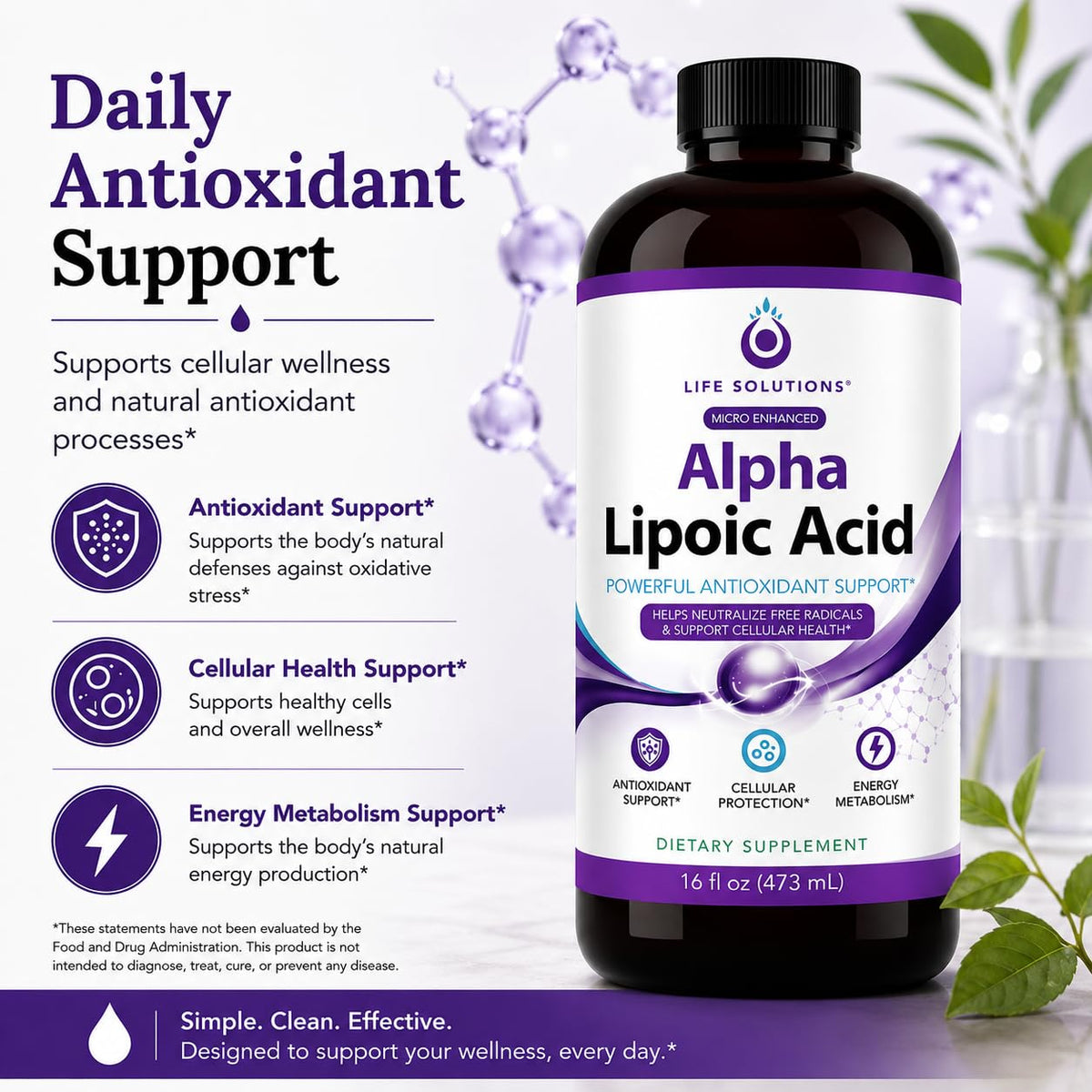 Life Solutions Liquid Alpha Lipoic Acid 50 mg Antioxidant Support - 16 fl oz - image 4