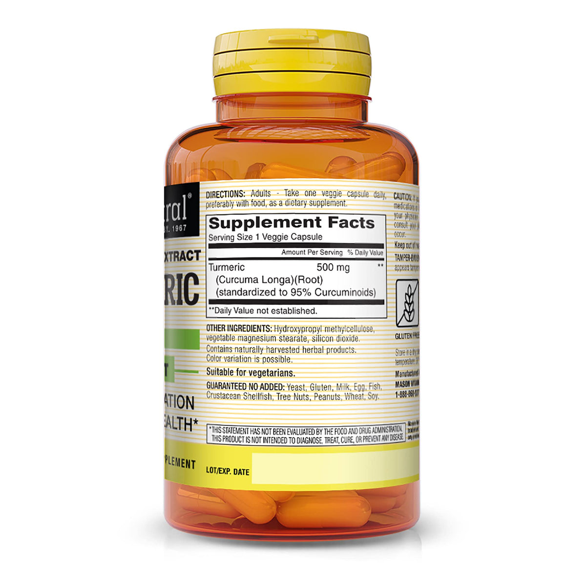 MASON NATURAL Turmeric 500 mg Joint Support - 60 Vegetarian Capsules - image 2