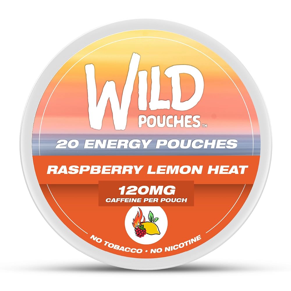 Wild Pouches Caffeine Energy Pouches Raspberry Lemon 120mg - 20 Count