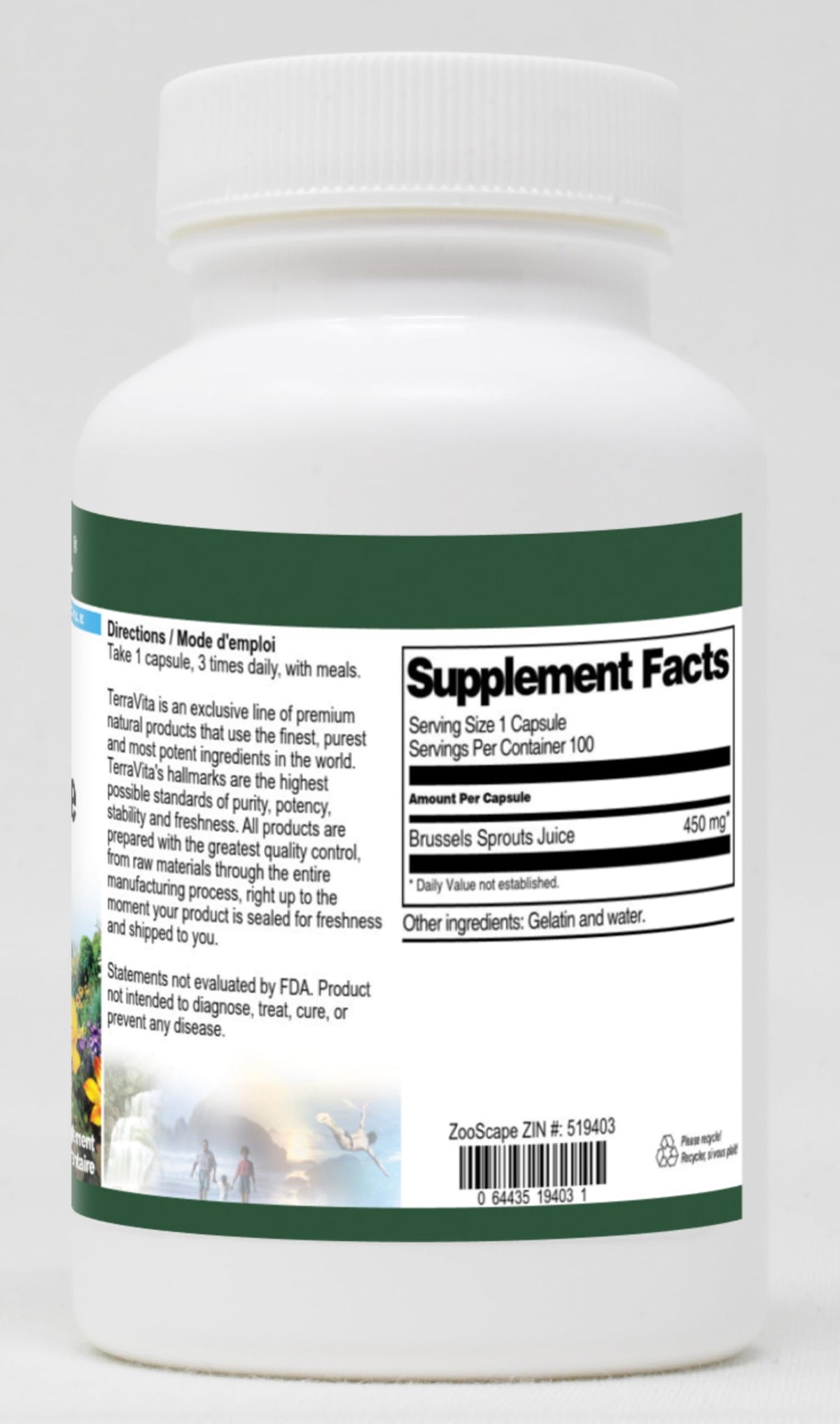 Terravita Brussels Sprouts Juice - 450 mg (100 Capsules, ZIN: 519403)