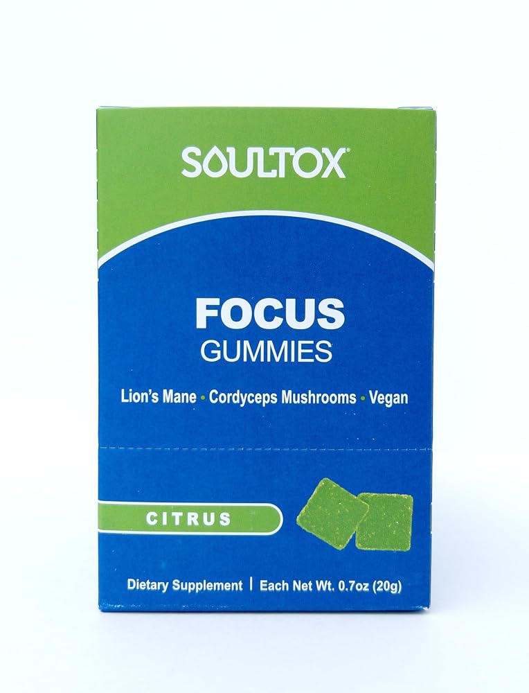Lucky Soul Focus Mushroom Gummy Packs, Citrus Flavor