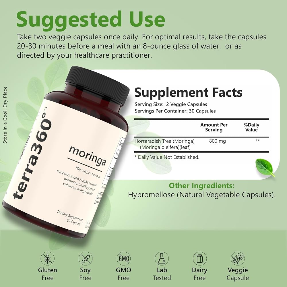 terra360° Moringa 800mg Capsules for Energy & Vitality - 60 Capsules - image 3