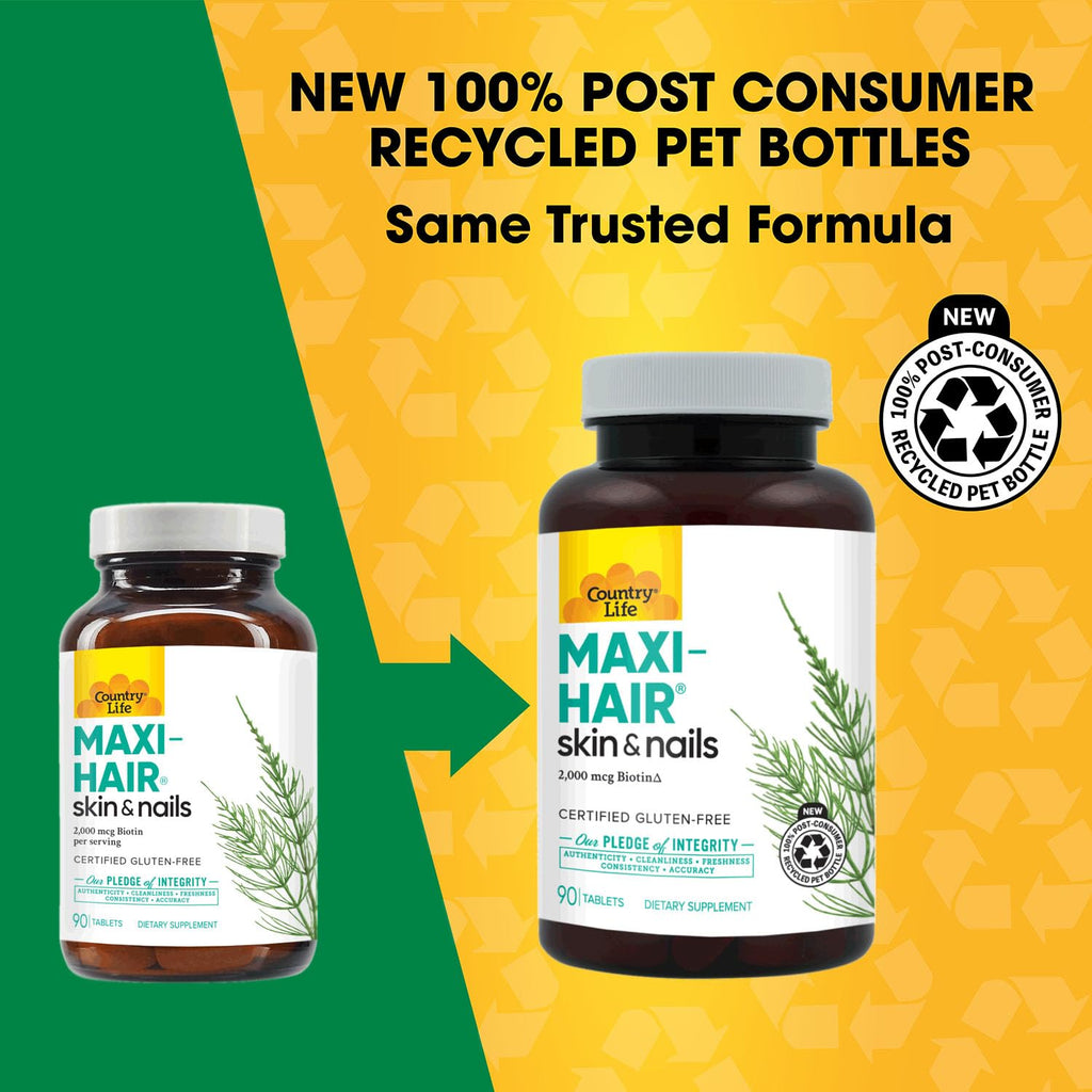Country Life Maxi-Hair Biotin 2000 mcg - 90 Tablets - image 2