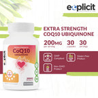 eXplicit Supplements Max Strength CoQ10 200mg Heart Health - 120 Capsules - image 4