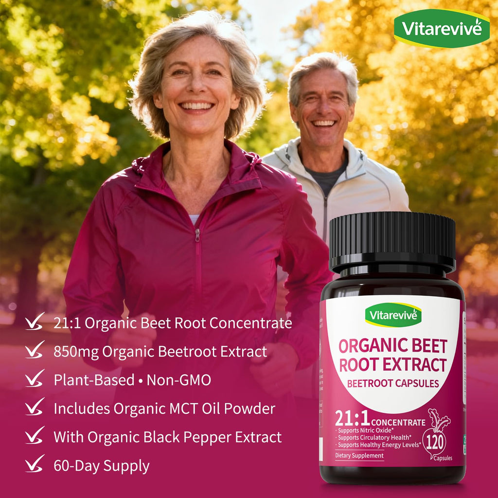 Vitarevive Organic Beet Root Capsules 850mg - 120 Capsules - image 4