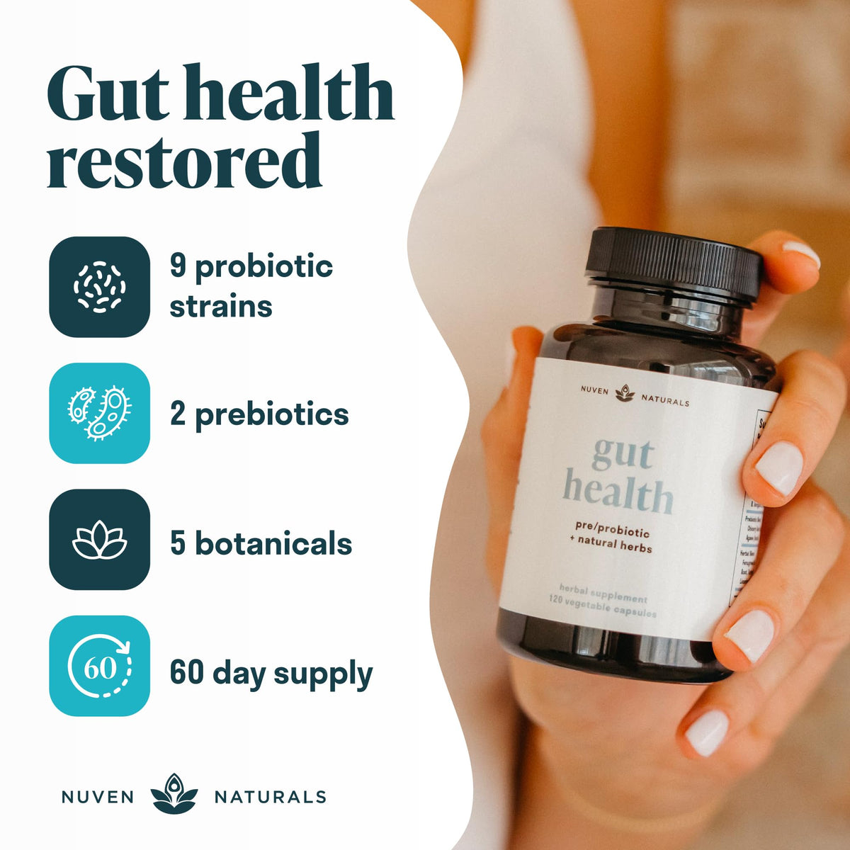 Nuven Naturals All-in-One Gut Health Probiotic - 120 Capsules - image 4