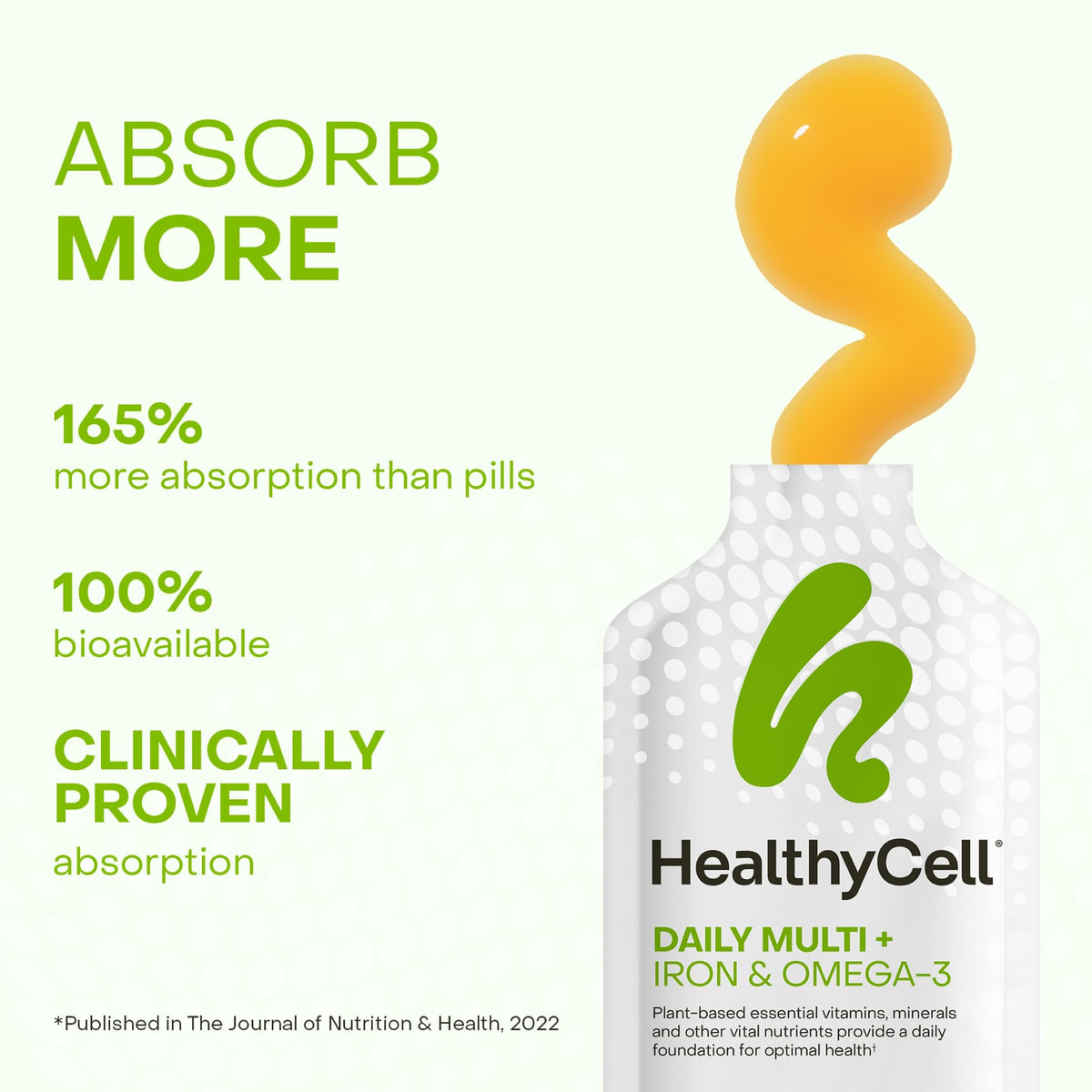 HealthyCell Vegan Daily Multivitamin with Iron & Omega-3 - 30 Packs - image 3