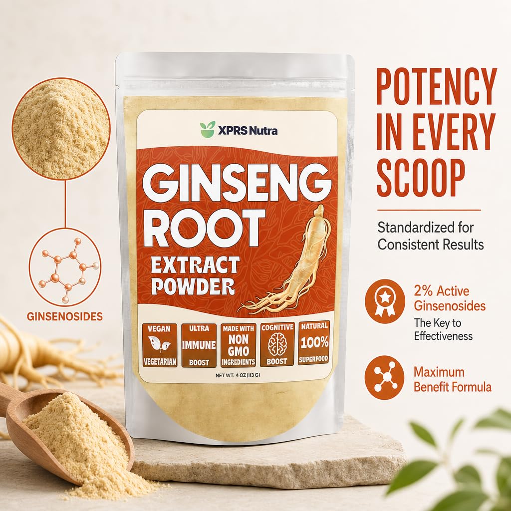 XPRS Nutra Ginseng Root Extract Powder - Ginseng Powder Supports