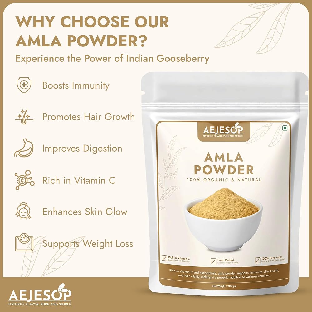 AEJESOP Organic Amla Powder Indian Gooseberry - 200g - image 3