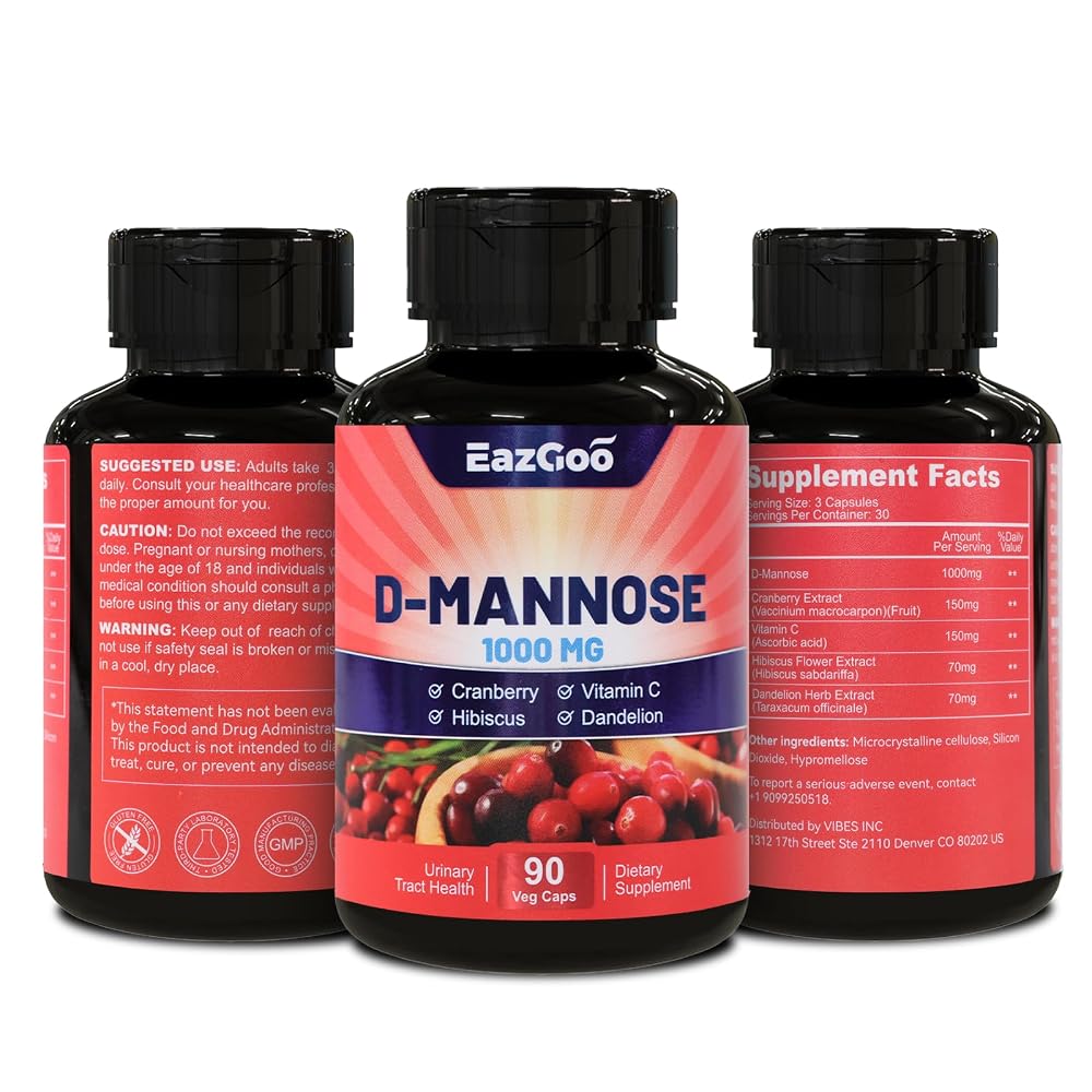 EAZGOO D-Mannose Capsules 5-in-1 Formula - D Mannose D 750 mg wiht