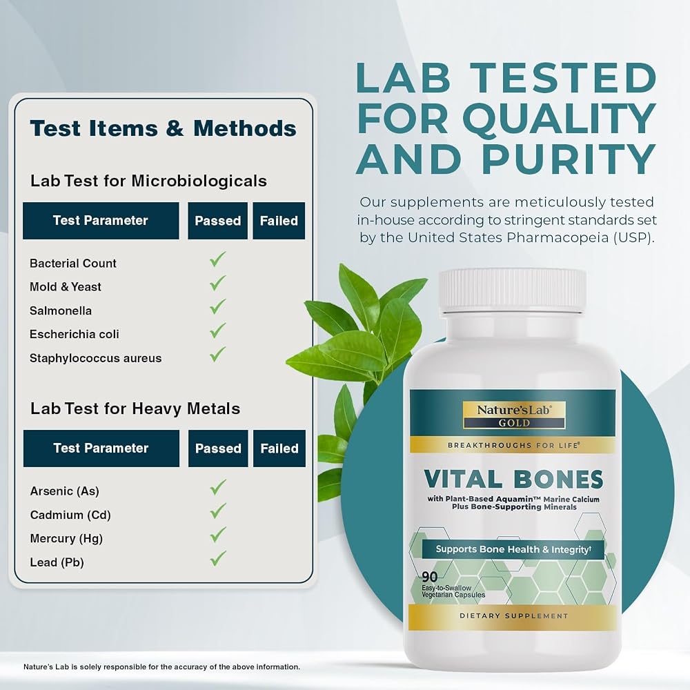 Nature's Lab Gold Vital Bones Plant-Based Calcium - 90 Vegetarian Capsules - image 4