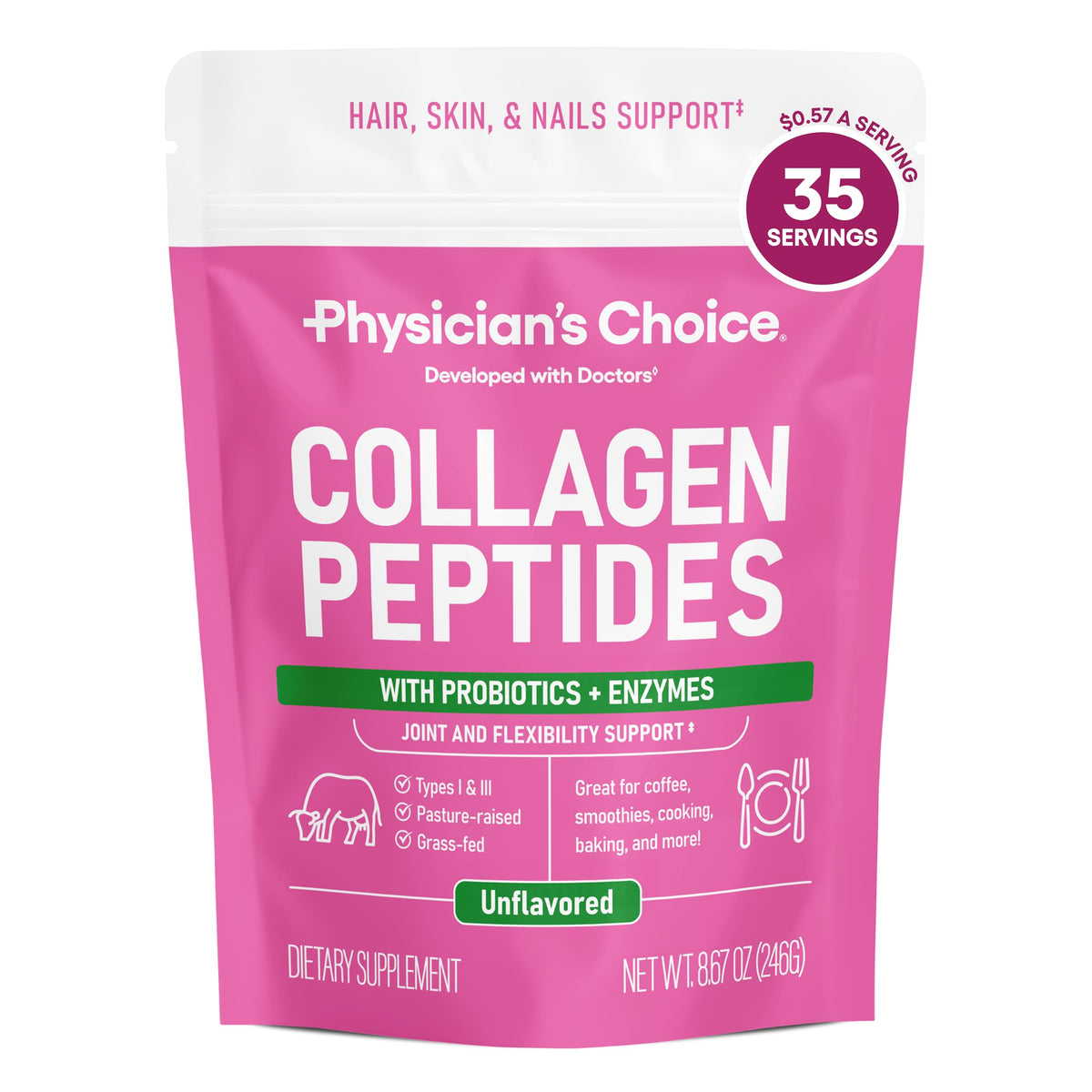 Physician's CHOICE Collagen Peptides Protein Powder Grass Fed - 35 Servings