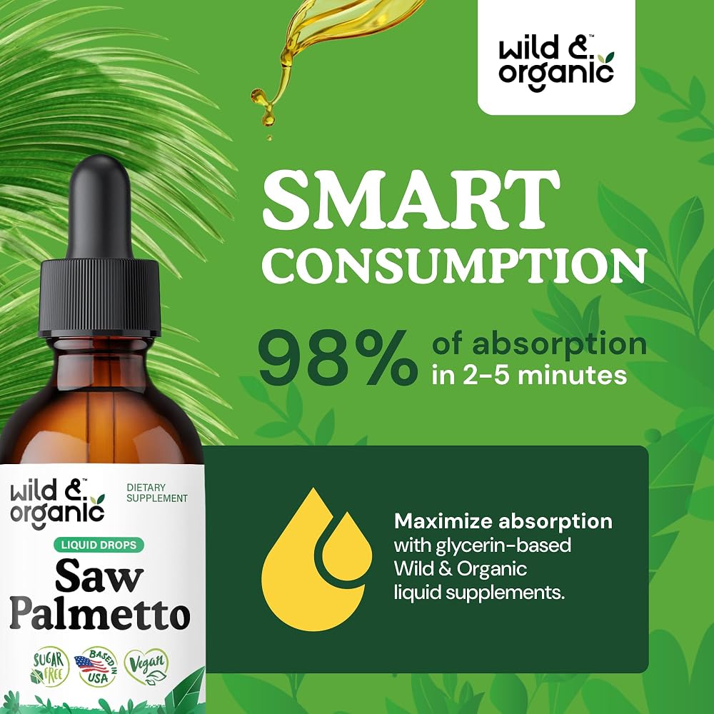 Wild & Organic Saw Palmetto Liquid Extract Supplement for Men & Women