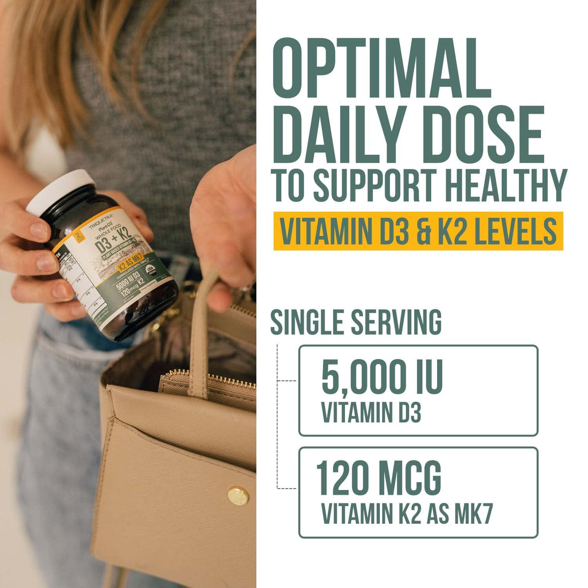 Triquetra Health Organic Plant D3 + K2 (5000 iu D3) - All-Trans MK7