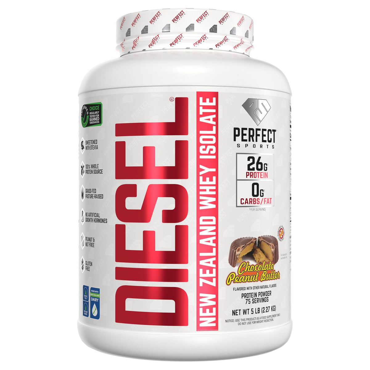 PERFECT SPORTS Diesel 100% New Zealand Whey Protein Isolate - 5 Pounds