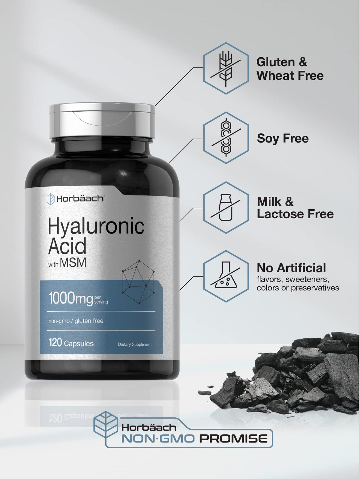 Horbäach Hyaluronic Acid with MSM 1000 mg - 120 Capsules - image 4
