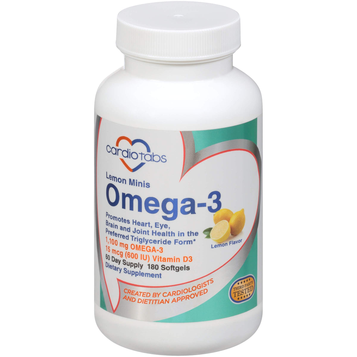 CardioTabs Omega-3 Lemon Minis with Vitamin D3 - 180 Softgels