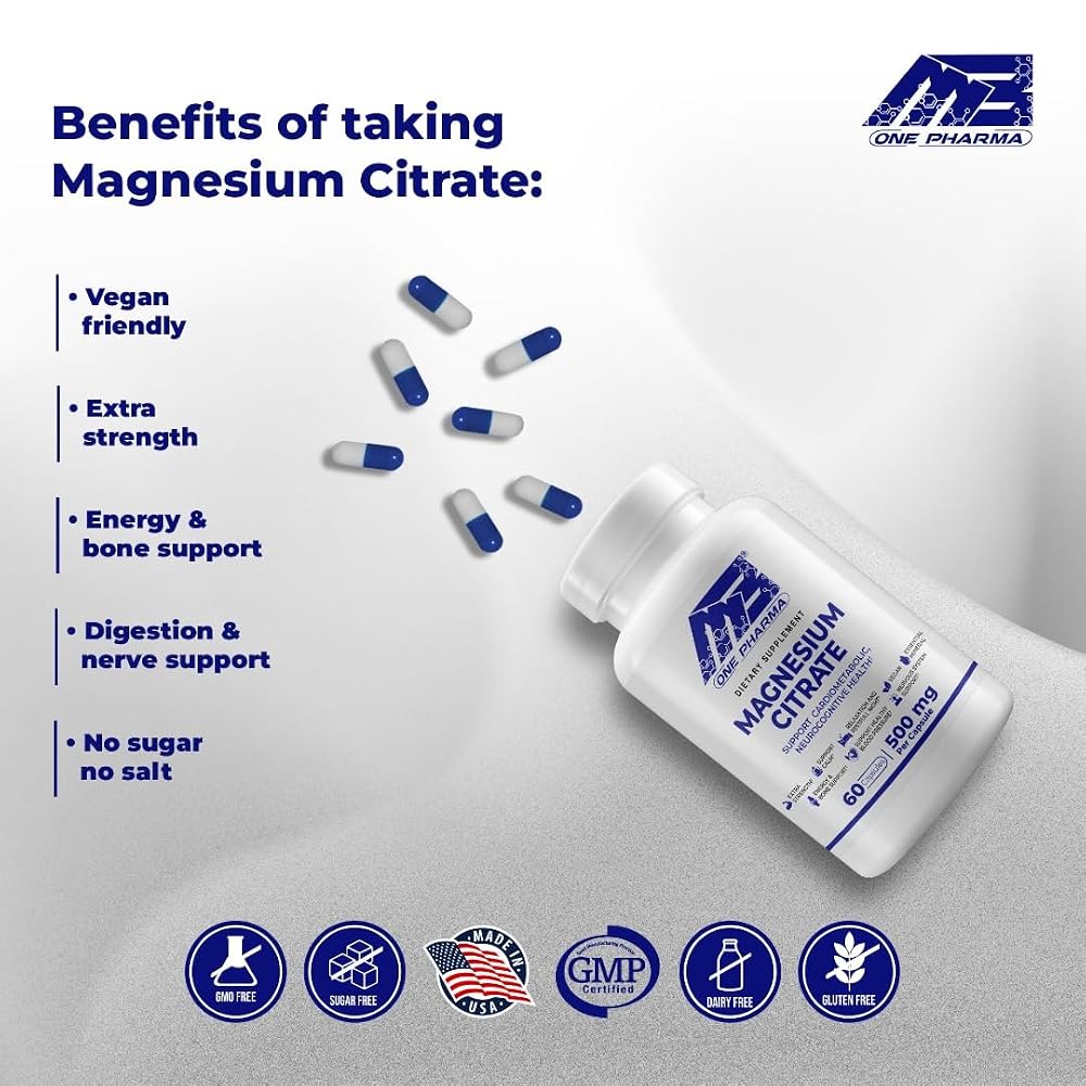 MB One Magnesium Citrate 500mg Capsules for Sleep & Muscle Support - 60 Capsules - image 3