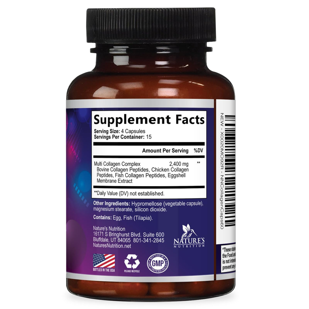 Nature's Nutrition Multi Collagen Complex Pills - Hydrolyzed Collagen