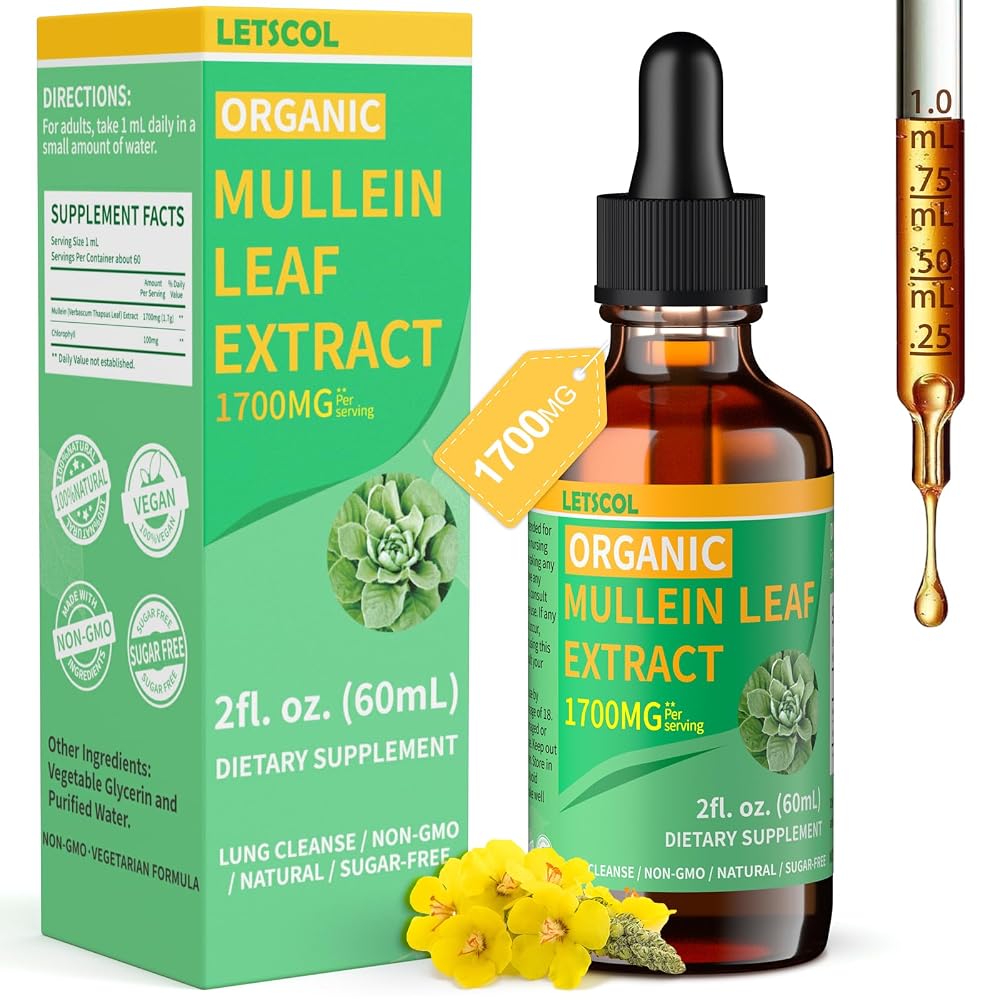 LETSCOL Organic Mullein Drops for Lung Cleanse