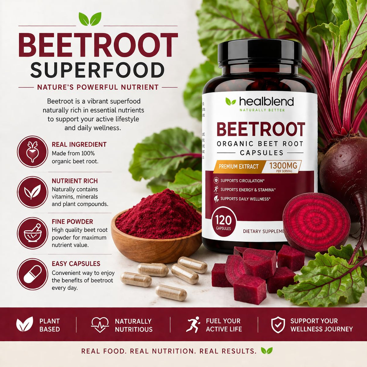 Healblend Organic Beet Root Capsules 1300mg - 120 Count - image 6