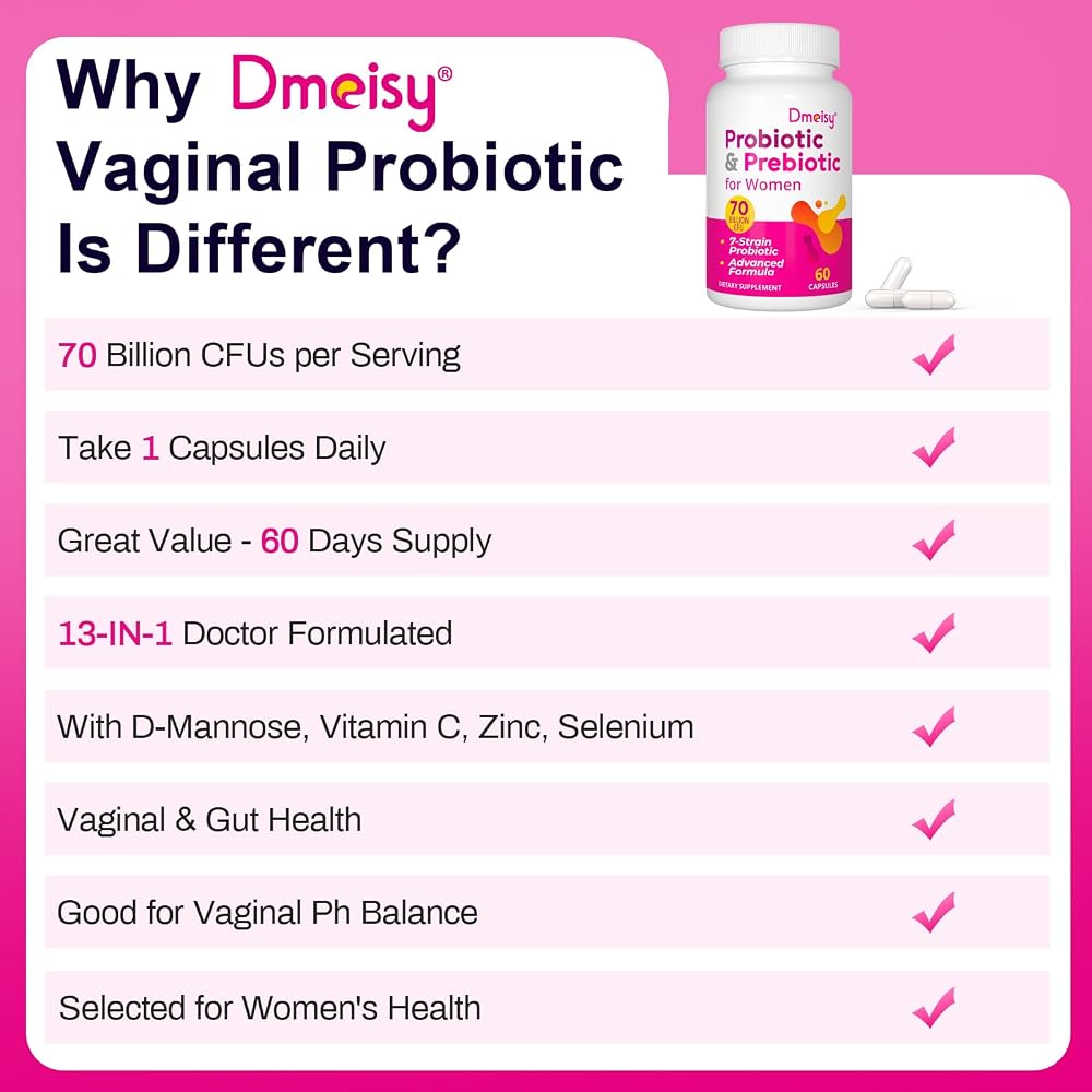 Dmeisy Vaginal Probiotics, 70 Billion CFU Probiotics for Women