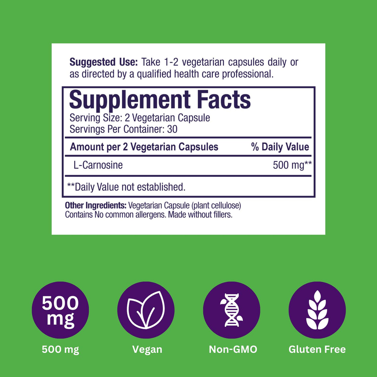 Paradise Herbs L-Carnosine Vegan Non-GMO - 60 Capsules - image 5