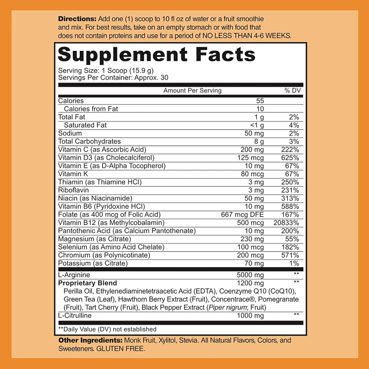 Doctor Recommended Cardio Heart Health Powder L-Arginine 5000mg - 30 Servings - image 2