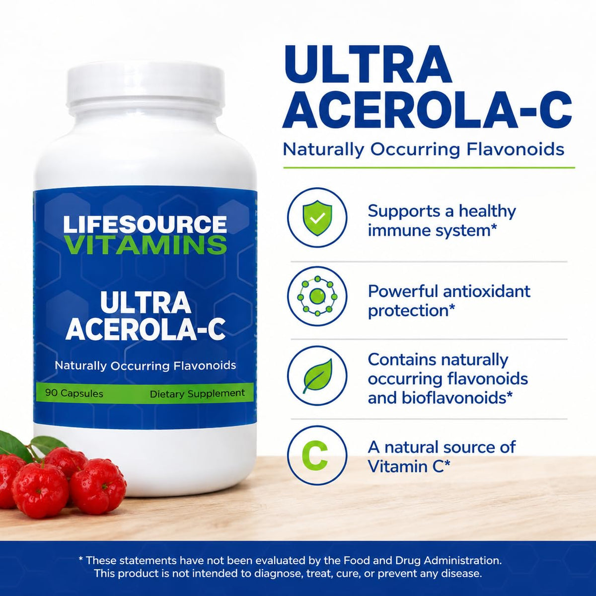 LifeSource Vitamins Acerola-C 1500 mg - 90 Capsules - image 2